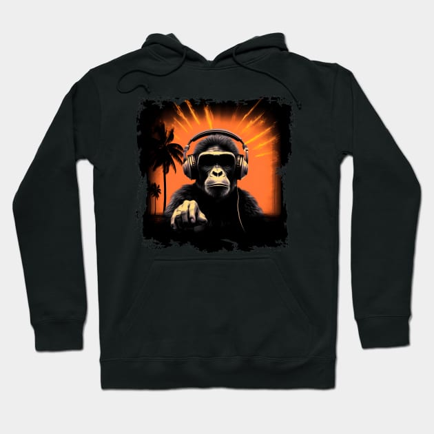 Cool summer monkey ape dj design Hoodie by MLArtifex